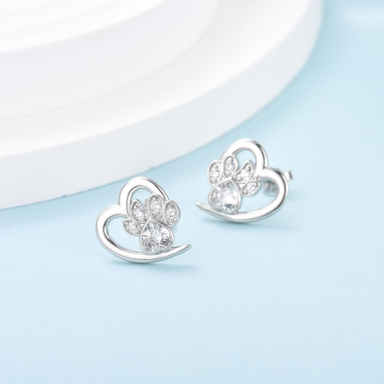 Boucles d'oreilles avec empreintes de pattes et cœur – Bijoux pour amoureux des animaux